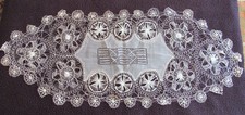 VTG Antique Linen Tenerife Lace Drawnwork Oval Doily Exquisite Handmade 25