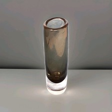 1950's Orrefors Sven Palmquist Art Glass Smoke Gray Vase 8.5