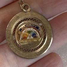Vintage BFCL Rainbow Girls Gold Filled Charm Pendant Masonic picture