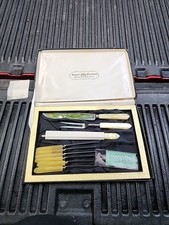 Vintage Regent Sheffield Wavecrest 3 Pc Carving Set 6 Steak Knives Bakelite  picture