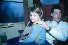 c1980's Kodachrome 35mm Slide Child Adult Train Interior Marlboro Crayola Watch picture