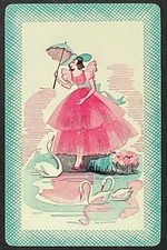 Pretty Lady Swans Vintage Single Swap Playing Card picture