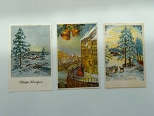 Vintage 1961 Dutch Christmas Postcards Lot of 3 Netherlands Stamps Winter Scenes picture