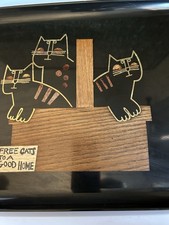 Vintage Couroc Of Monterey Tray Free Cats To A Good Home Large picture