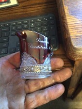 2.75” RUBY FLASH SOUVENIR CUP SANDSTONE MINN EAPG MN MINN 1900’s picture