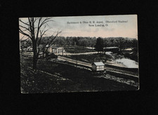 Vtg 1909 Hereford Station New London OH Baltimore & OH Railroad RR Depot picture