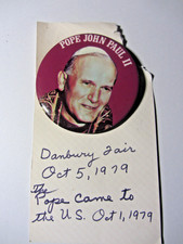 1979 Pope John Paul II Pinback Button Vintage Papal US Visit Souvenir Pin picture