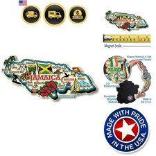 Jamaica Jumbo Country Map Magnet by , 3D Rubber Vintage-Style Collectible Sou... picture