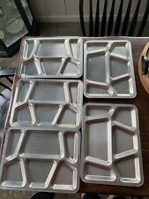 Set Of 4 Vintage Military USA USN Stainless Steel 6 Compartment Mess Hall Trays picture