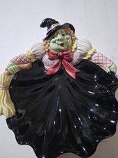 Fitz & Floyd Vintage 1992 Ceramic Halloween Witch Candy Dish Bowl Trinket Tray picture