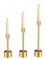 3-Packs Taper Candle Holders - Pillar Candlesticks Solid Stainless Steel Stands picture