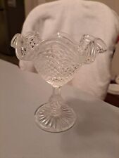 Vtg Ivima Compote/ Candy Dish,Pedestal, Dia Point Clear Glass Portugal Ruffled picture