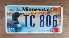 2011 Minnesota Critical Habitat LOON License Plate Tag  #TC 806 **FREE Pick Up** picture