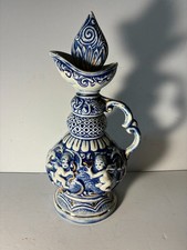 JIM BEAM CHERUBS CHINA DECANTER W/STOPPER, GOLD LEAF ACCENTS picture