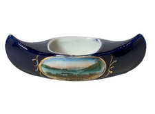 WINSTED, Connecticut CT Antique HIGHLAND Souvenir China BOAT Cobalt Trinket picture