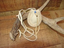 Native American Deerskin Leather Medicine Bag, Tribal Necklace Pouch, 3
