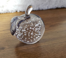 Vintage Clear Crystal Apple Paperweight Hand Made Gift Collectible Teacher picture