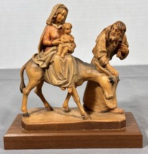 Vintage ANRI Italy Flight Into Egypt Holy Family Wood Carving Bernardi 5.5” picture