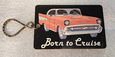 Vintage 1988 born to Cruise W/1957 Chevy Bel Air Car Keychain picture