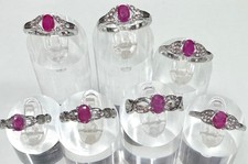 Wholesale Lot 7 Pcs Natural Ruby Stainless Steel Rings(316) Crystal 4x6mm picture