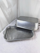 Vtg Wear-Ever 3 pc Roasting Pan Cast Aluminum #1225/2223 Rack  Lid 17x11