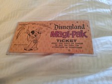 1970's vtg Disneyland Child Junior Magi-Pak ticket coupon original Walt Disney picture