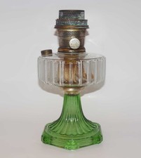 Aladdin Model B-105 Corinthian Clear / Green Uranium Glass Oil Lamp 1935-1936 picture