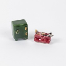 Arcadia Safe Cracker Tools Salt Pepper Shakers Set Ceramic Vintage picture