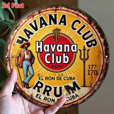 Flat, Vintage Havana Club Rum Label Replica Cuban Tin Metal Signs Home Décor 8x8 picture
