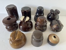 Lot of 11 Vintage Ceramic Electrical Insulators Porcelain Mixed Assorted picture