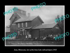 OLD LARGE HISTORIC PHOTO OF IONA MINNESOTA THE LAKE RAILROAD DEPOT STATION 1910 picture