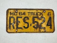 1964 Missouri 6 TRUCK License Plate Tag # RES 524 picture
