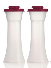 Tupperware Large Hourglass Salt and Pepper Shakers Set New-Burgundy-NEW picture