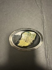 Vintage John Deere Combine Belt Buckle Enamel picture