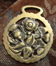 Vtg Brass Horse Medallion Thistle Flower Harness Brass picture