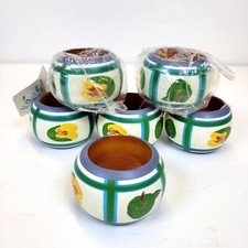 Wood Napkin Holders Set Of 6 Hand-Painted Rings Granny Apple Park Imports NEW picture