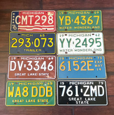 RARE LOT OF 8 MICHIGAN LICENSE PLATES 1976 1959 1965 1962 1969 1973 1968 1979 picture