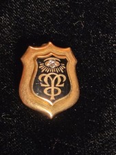 ANTIQUE FRAT PIN OMEGA UPSILON PHI  14K NAT. MINED DIAMOND DR. C. M. AXTELL 1905 picture