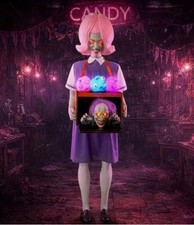 5.5 FT ANIMATED ROTTEN COTTON CANDY GIRL HALLOWEEN ANIMATRONIC PROP picture