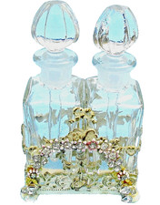 SALE Vtg APOLLO PERFUME BOTTLE CADDY Embellished Ormolu Rhinestones White/Gold picture