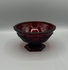 Avon Cape Cod Ruby Red Glass Pedestal Candy Dish, Compote picture