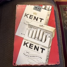 Check Out This Vintage KENT Cigarettes Vintage Metal Sign 11.8”x7.8” picture