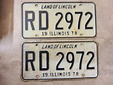 Vintage Illinois 1978 License Plates Matched Set - RD 2972 - Pre-Owned picture