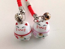 2 Pcs Set Maneki Neko Lucky Cat Charms picture