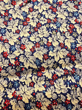 Cranston Print Works Clothing Fabric Floral & Gardens Blue White Red 3 Yards picture