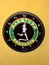 Marathon Runner Logo Oil Gas Station Garage Advertising Retro Clock Sign picture