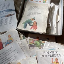 Vintage Lot Illustrated Children's Book Pages/dick , Jane Sally Our Friends