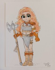Original RED SONJA Illustration - 5 x 7 Comic Marker Drawing Sketch - David Icon picture