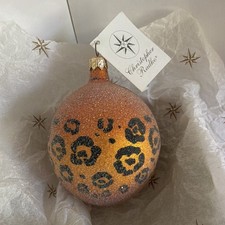 NWT Christopher Radko Glass Ornament Leopard Cheetah Print Glitter Ball Ball picture