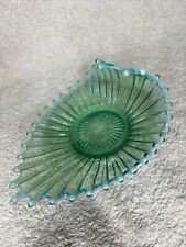 Mid Century Modern Fostoria Green Opalescent Glass Candy Dish Bowl picture
